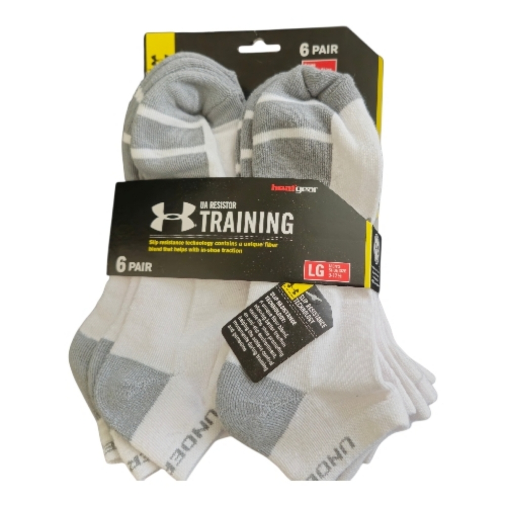 UNDER ARMOUR 6 PAIRS UA RESISTOR TRAINING SOCKS SIZE LARGE NWT